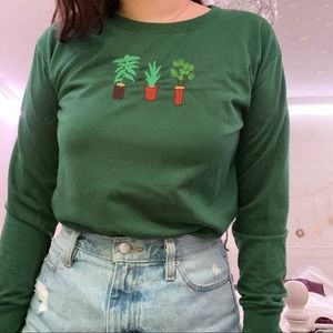 Embroidered Plant Sweatshirt